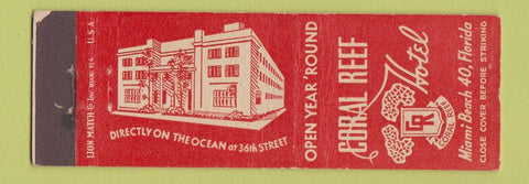 Matchbook Cover - Coral Reef Hotel Miami Beach FL WEAR
