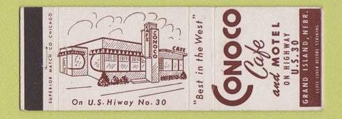 Matchbook Cover - Conoco Cafe Motel oil gas Grand Island NE