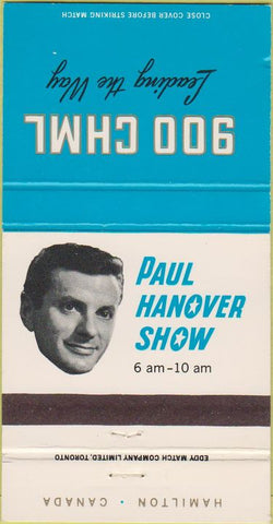 Matchbook Cover - 900 CHML Radio Hamilton ON Paul Hanover 30 Strike