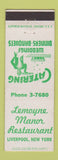 Matchbook Cover - Lemoyne Manor Restaurant Liverpool NY #2