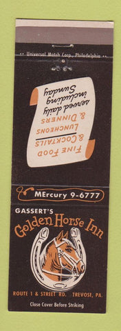 Matchbook Cover - Golden Horse Inn Gassert's Trevose PA