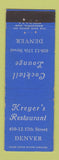 Matchbook Cover - Kreyer's Restaurant Denver Colorado