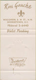 Matchbook Cover - Rive Gauche French Food Washington DC Georgetown 30 Strike