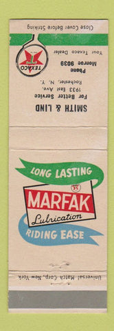 Matchbook Cover - Texaco oil gas Smith Lind Rochester NY