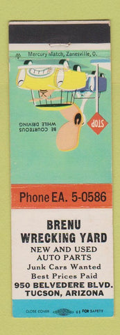 Matchbook Cover - Brenu Wrecking Yard Tucson AZ auto parts