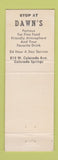 Matchbook Cover - Dawn Restaurant Colorado Springs