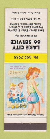 Matchbook Cover - Lake City 66 oil gas Williams Lake BC hillbilly