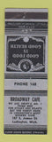 Matchbook Cover - Broadway Cafe Ludington MI BLUE