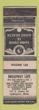 Matchbook Cover - Broadway Cafe Ludington MI WHITE WORN