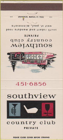 Matchbook Cover - Southview Country Club West St Paul MN 30 Strike