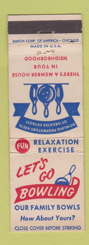 Matchbook Cover - Bowling Proprietors Association Detroit MI