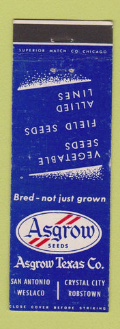 Matchbook Cover - Asgrow Seeds San Antonio Weslaco Robstown TX vegetable
