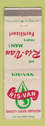 Matchbook Cover - Ris Van Liquid Fertilizer Blue Earth MN Belmond IA WEAR