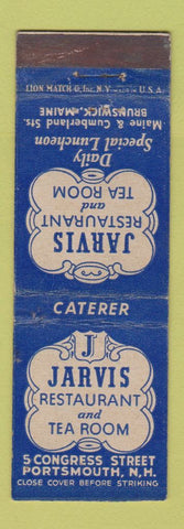 Matchbook Cover - Jarvis Restaurant Tea Room Portsmouth NH Brunswick ME