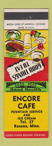 Matchbook Cover - Encore Cafe Roseau MN