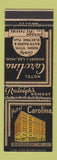 Matchbook Cover - Hotel Carolina Raleigh NC