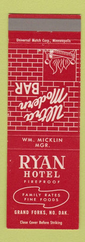 Matchbook Cover - Ryan Hotel Grand Forks ND