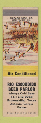 Matchbook Cover - Rio Escondido Beer Parlor Brownsville TX SAMPLE