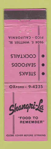 Matchbook Cover - Shangri La Restaurant Pico CA WEAR