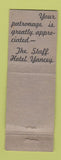 Matchbook Cover - Hotel Yancey Grand Island NE