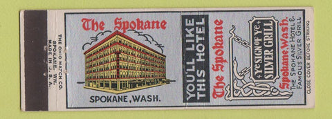 Matchbook Cover - Spokane Hotel Spokane WA Ye Sign of Ye Silver Grill