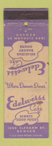 Matchbook Cover - Edelweiss Cafe Denver Colorado WEAR