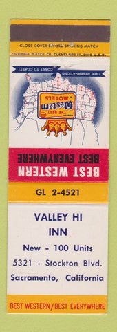 Matchbook Cover - Valley Hi Inn Sacramento CA Best Western