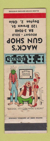 Matchbook Cover - Mack's Gun Shop Dayton OH hillbilly WEAR