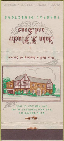 Matchbook Cover - Fluehr and Sons Funeral Home Philadelphia PA 30 Strike