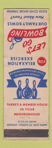 Matchbook Cover - Bowling Proprietors Association Detroit MI WORN