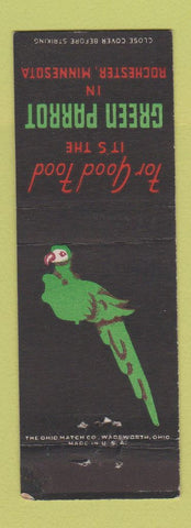 Matchbook Cover - Green Parrot Restaurant Rochester MN
