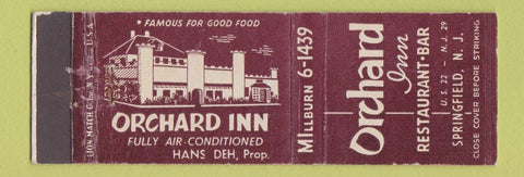 Matchbook Cover - Ochard Inn Restaurant Springfield NJ