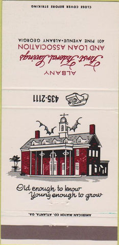 Matchbook Cover - Albany First Federal Savings GA white 30 Strike