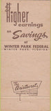 Matchbook Cover - Winter Park Federal Savings FL 30 Strike