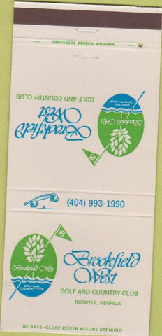 Matchbook Cover - Brookfield West Golf Country Club Roswell GA 30 Strike