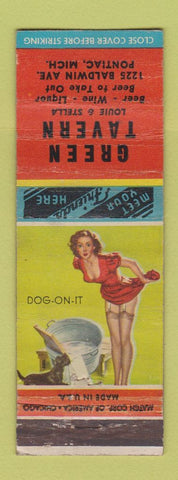 Matchbook Cover - Green Tavern Pontiac MI pinup WORN