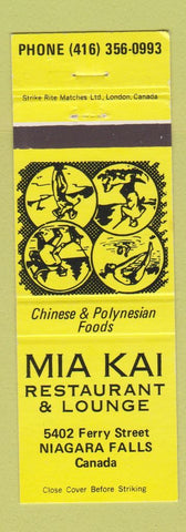Matchbook Cover - Mia Kai Chinese Restaurant Niagara Falls ON YELLOW