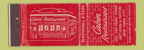 Matchbook Cover - Cabin Restaurant New York City