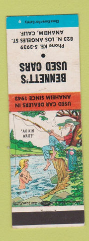 Matchbook Cover - Bennett's Used Cars Anaheim CA hillbilly