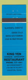 Matchbook Cover - King Yen Chinese Restaurant Houston TX
