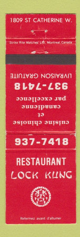 Matchbook Cover - Restaurant Lock Kung Chinese Quebec? QC