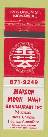 Matchbook Cover - Maison Moon Wah Restaurant Montreal QC