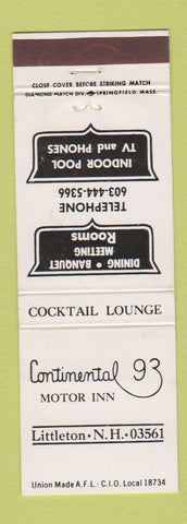 Matchbook Cover - Continental Motor Inn Littleton NH