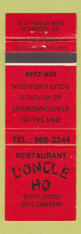 Matchbook Cover - Restaurant L' Oncle Ho Chinese Sherbrooke QC