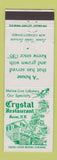 Matchbook Cover - Crystal Restaurant Keene NH DD Bean