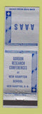 Matchbook Cover - Gordon Research Conferences New Hampton School NH
