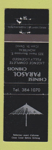 Matchbook Cover - Chinese Parasol Restaurant Montreal QC WEAR