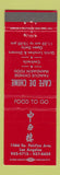 Matchbook Cover - Cafe De Chine Chinese Los Angeles CA