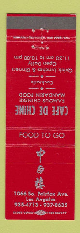 Matchbook Cover - Cafe De Chine Chinese Los Angeles CA