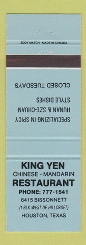 Matchbook Cover - King Yen Chinese Restaurant Houston TX